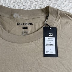Billabong Men’s Sz L Tan Retro Stripes Graphic Surf T-Shirt 100% Cotton Casual