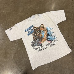 Vintage 90s 1993 Daytona Beach Bike Week Shirt Size Large Biker Wolf Graphic