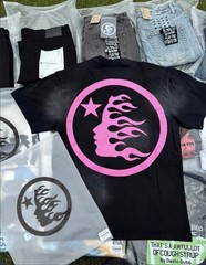 Hellstar Men’s Black/Pink Logo Graphic Tee Crewneck Short Sleeve Size XL