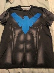 DC Comics Batman Nightwing Symbol Black w/ blue logo T-Shirt Mens XLarge