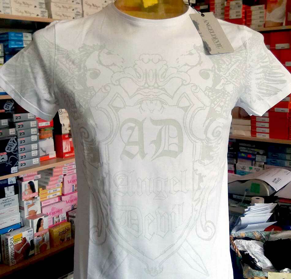 T-Shirt Men’s Angel Devil Short Sleeve With Logo Print Art 14010016