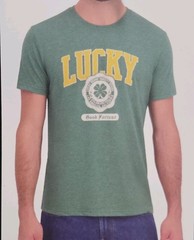 Lucky brand men’s t shirt Small green logo cotton polyester rayon new with tag