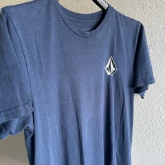 Volcom Men’s Medium Short Sleeve Graphic Tshirt Stone Logo Blue Crew Neck