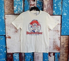 Unisex Old Navy T-Shirt Budweiser Graphic Tee Crew Neck MEDIUM Sea Salt NEW
