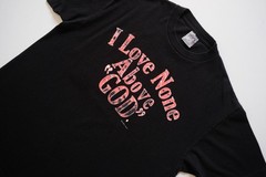 VTG Y2K 90s BIBLE LOVE NONE ABOVE GOD SHAKA GRAPHIC COTTON BLACK T SHIRT SZ XL