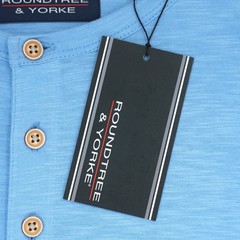 Roundtree & Yorke Men’s Short-Sleeve Henley Shirt L Blue Heather Solid NWT