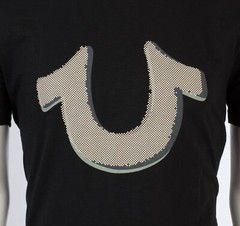 $69 TRUE RELIGION Black POP ART HORSESHOE Short Sleeve Designer Graphic T-shirt