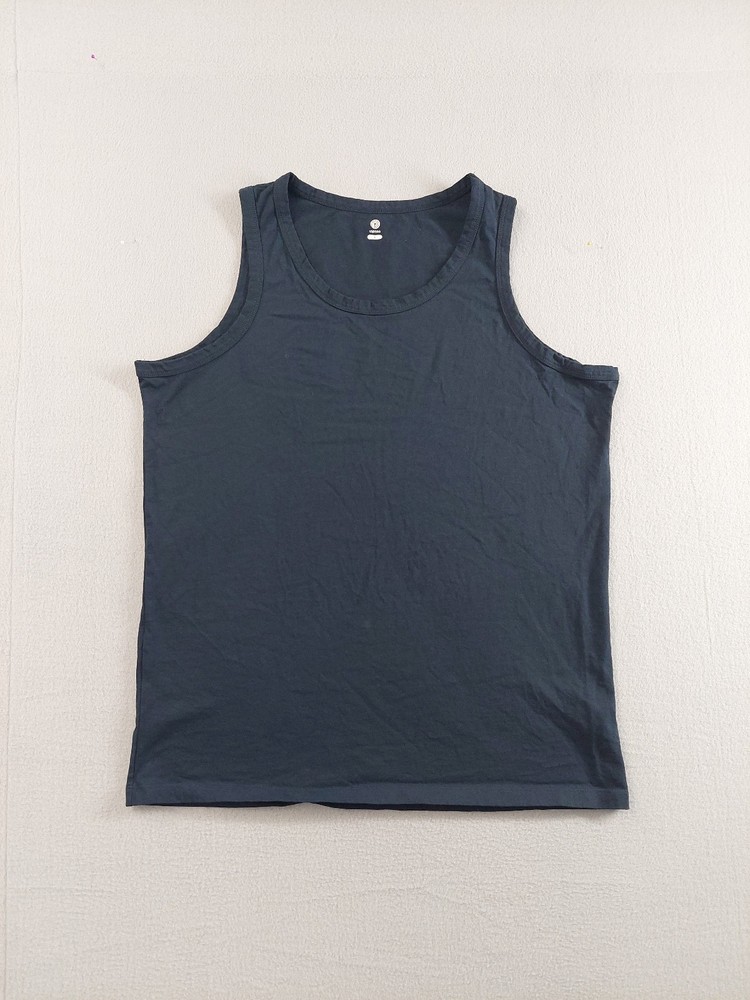 Lapasa Men Undershirt L Navy Blue Logo Crew Neck Sleeveless Pullover Tank Wear
