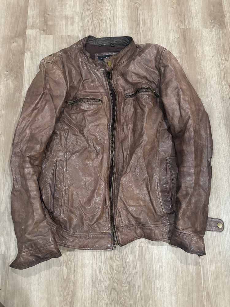 Black Rivet Men’s Genuine Leather Jacket Brown Zip Front Size M