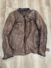 Black Rivet Men’s Genuine Leather Jacket Brown Zip Front Size M