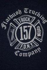 FDNY vtg Single Stitch Fire New York Flatbush Brooklyn t shirt Tag XL Fit L L/XL