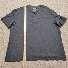 Duluth Trading Co Shirt Mens XL Gray Henley Organic Cotton Short Sleeve Work