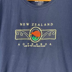 Wild Kiwi Mens New Zealand Aotearoa Graphic T-Shirt Navy Blue Cotton Tee Large