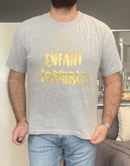 LAT Apparel Men’s Heather Gray Size L “Enfant Terrible” Cropped Crewneck T-Shirt