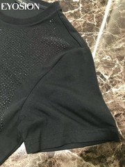 New Fashion Trend Rhinestone Summer Short Sleeve Luxury Men Cotton Black T-Shirt
