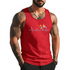Heartbeat with Tropical Palm Trees Beach Island Sunset Tank Top