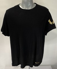True Religion XL Short Sleeve T-Shirt Tee Black with Metallic Gold Logo Men