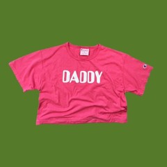3D puff DADDY custom print Men Red garment-dye cotton Crop Top T-shirt