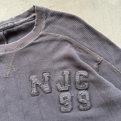 Vintage 2000s NJC Distressed Faded Gray Boxy Indie Thermal