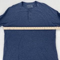 Faherty Henley Shirt Mens XL Blue Navy Cloud Cotton Textured Long Sleeve