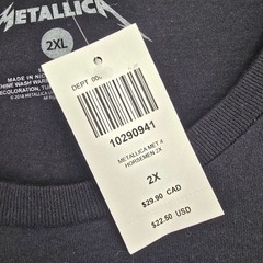 Metallica 4 Horsemen T-Shirt Men’s Black 2XL Cotton Graphic Band Tee NEW 2018