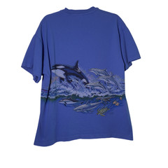 VINTAGE Sea World: Aurora, Ohio USED Shirt (L, Blue, Wrap Around, Single Stitch)