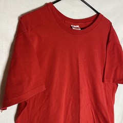 Vintage 80s Hanes Cotton Tee Blank Tshirt Irregular Red Sz XL Made in USA
