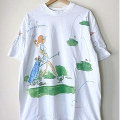 Vintage 90’s PGA Tour Golf So Many Greens AOP Art White Tee Shirt