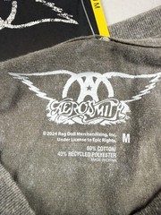 Aerosmith Shirt Mens Medium Gray Airplane Graphic Tee Rock Band Tagless Top