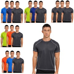Men Top 3Pcs Tee Sport T-shirt Fitness Team Casual Swimsuit Running Round Neck