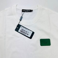DOLCE & GABBANA Men’s Branded Tag Logo Plaque Cotton Oversized T-Shirt – White