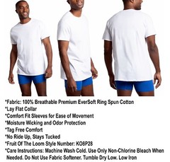 8 White Large L 42-44 Fruit Of The Loom Signature Crew Neck T-Shirts G 107-112CM