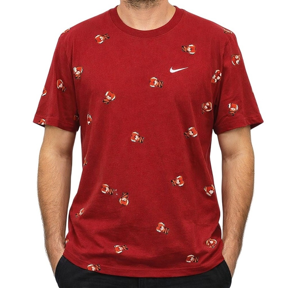 Nike Men’s Medium Tiger Woods Golf T-Shirt Red Allover Tiger Print