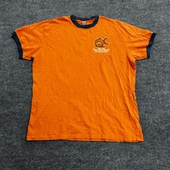 HYP T-Shirt Mens Size L Orange Ringer Graphic Cotton Global Feeding Frenzy 2005