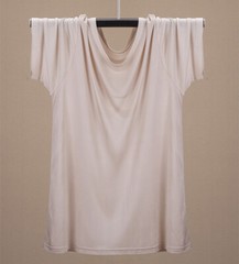 Knitted Men’s Short Sleeve T-shirt Mulberry Silk Fabric Round Neck Pullover Top