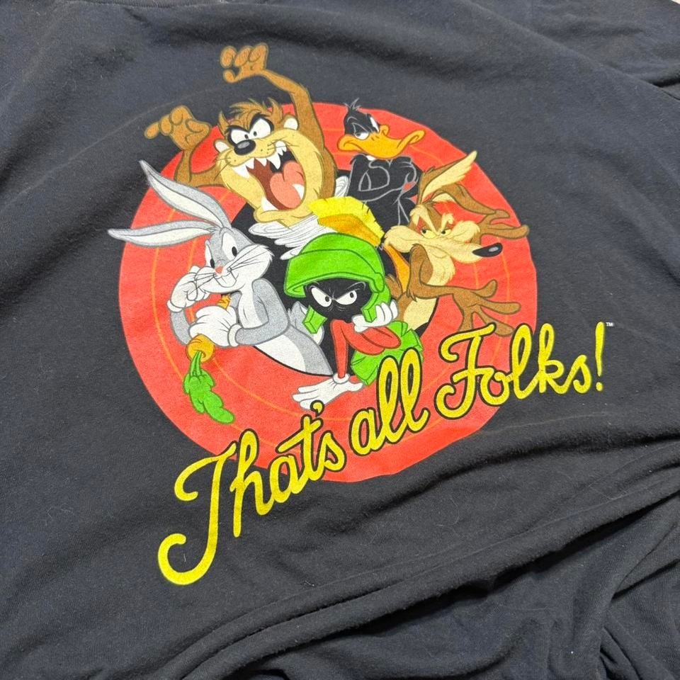 Looney Tunes Thats All Folks Graphic T-Shirt Mens XL Black Bugs Bunny Taz Daffy