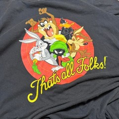 Looney Tunes Thats All Folks Graphic T-Shirt Mens XL Black Bugs Bunny Taz Daffy