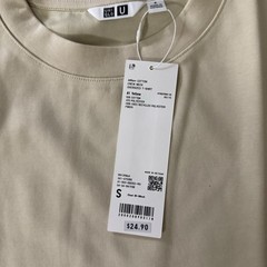 Uniqlo U AIRism Cotton Crew Neck Oversized T-Shirt 41 Yellow Size S