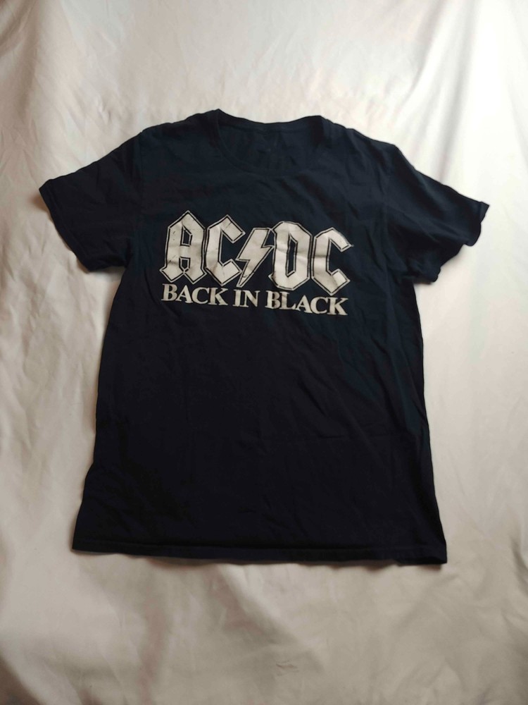 AC/DC Back In Black Graphic T Shirt Mens Medium Black Knit Rock Band Music