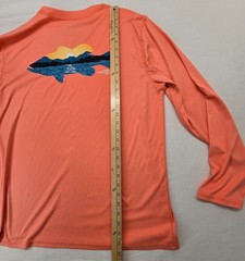 Reel Life XL Fishing Shirt Long Sleeve Light Orange Fish Sunrise Back