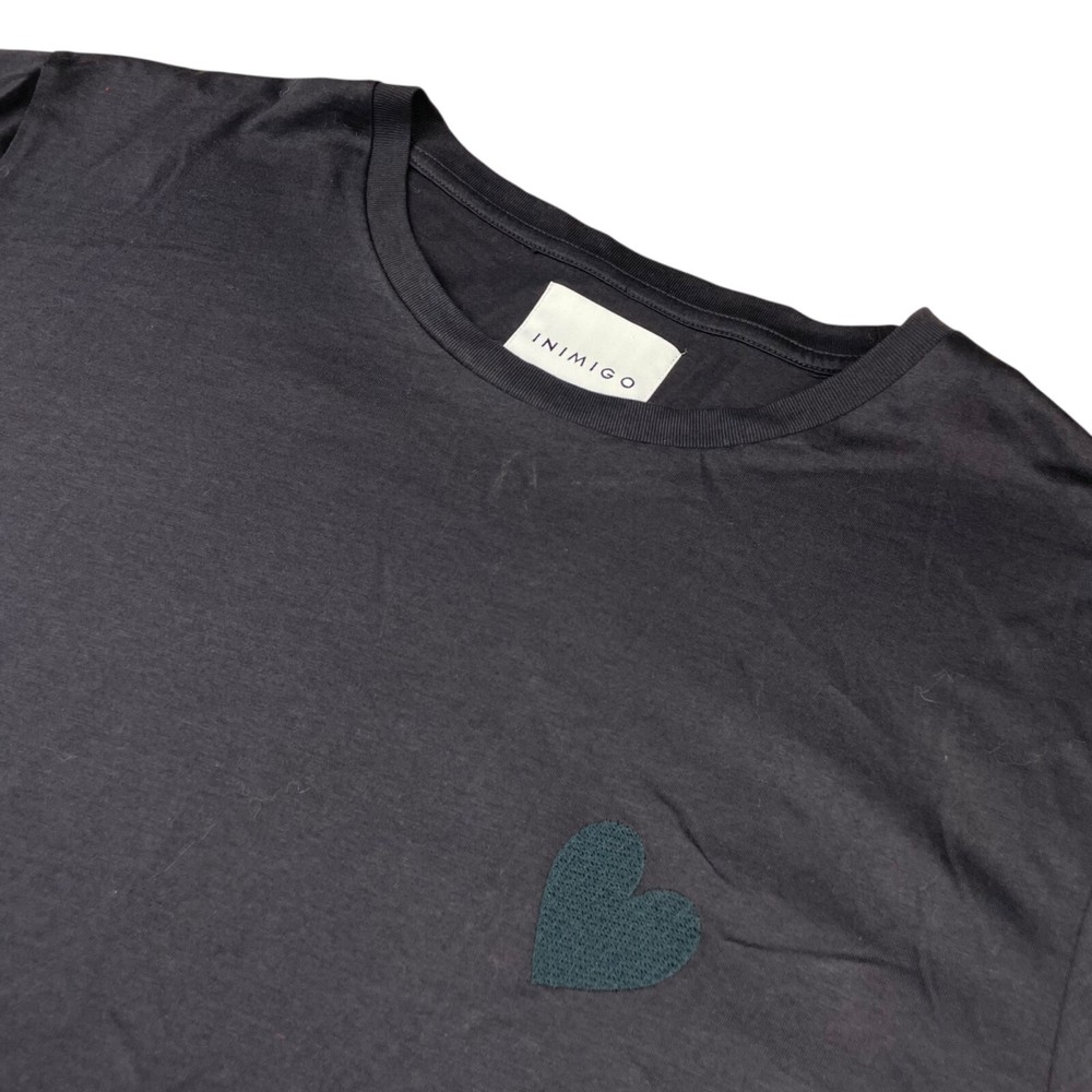 Inimigo Men’s 100% Organic Cotton Heart Embroidered L/S T-Shirt Gray • XL