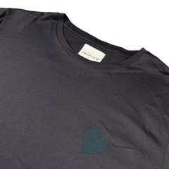 Inimigo Men’s 100% Organic Cotton Heart Embroidered L/S T-Shirt Gray • XL