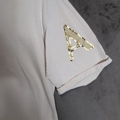 Armani Exchange Shirt Adult Large Beige Graphic Gold Logo Classic Designer SS