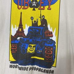Obey Krushin Worldwide T Shirt Mens Large Fog Cream Graphic Worldwide Propaganda