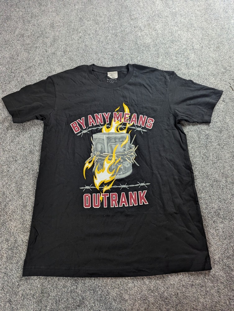 Outrank T-Shirt Men’s M Black Graphic Print By Any Means NWT