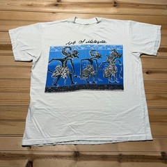 Vintage 90s Art Of Malaysia Wayang Kulit Shadow Puppets Graphic T-Shirt – Large
