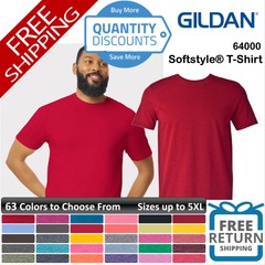 Gildan Men Softstyle T-Shirt Cotton & Blends Short Sleeve Up To 5XL 64000a