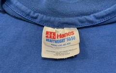 Hanes Blank T-Shirt Size 2XL Blue Heavyweight 50/50 Single Stitch Vintage 80s