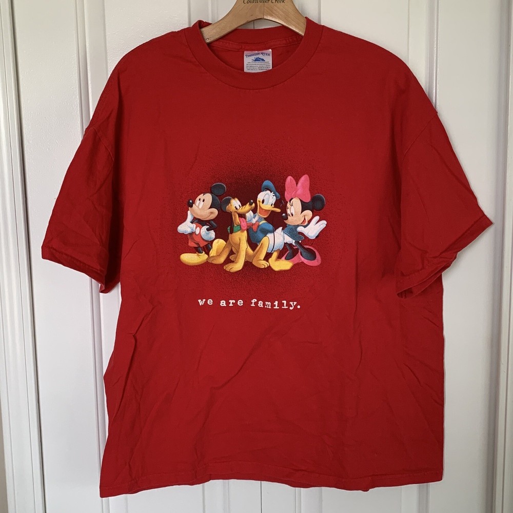 Disney We Are Family Mickey And Friends Red Graphic Shirt Sz XL
