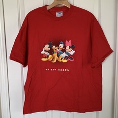 Disney We Are Family Mickey And Friends Red Graphic Shirt Sz XL